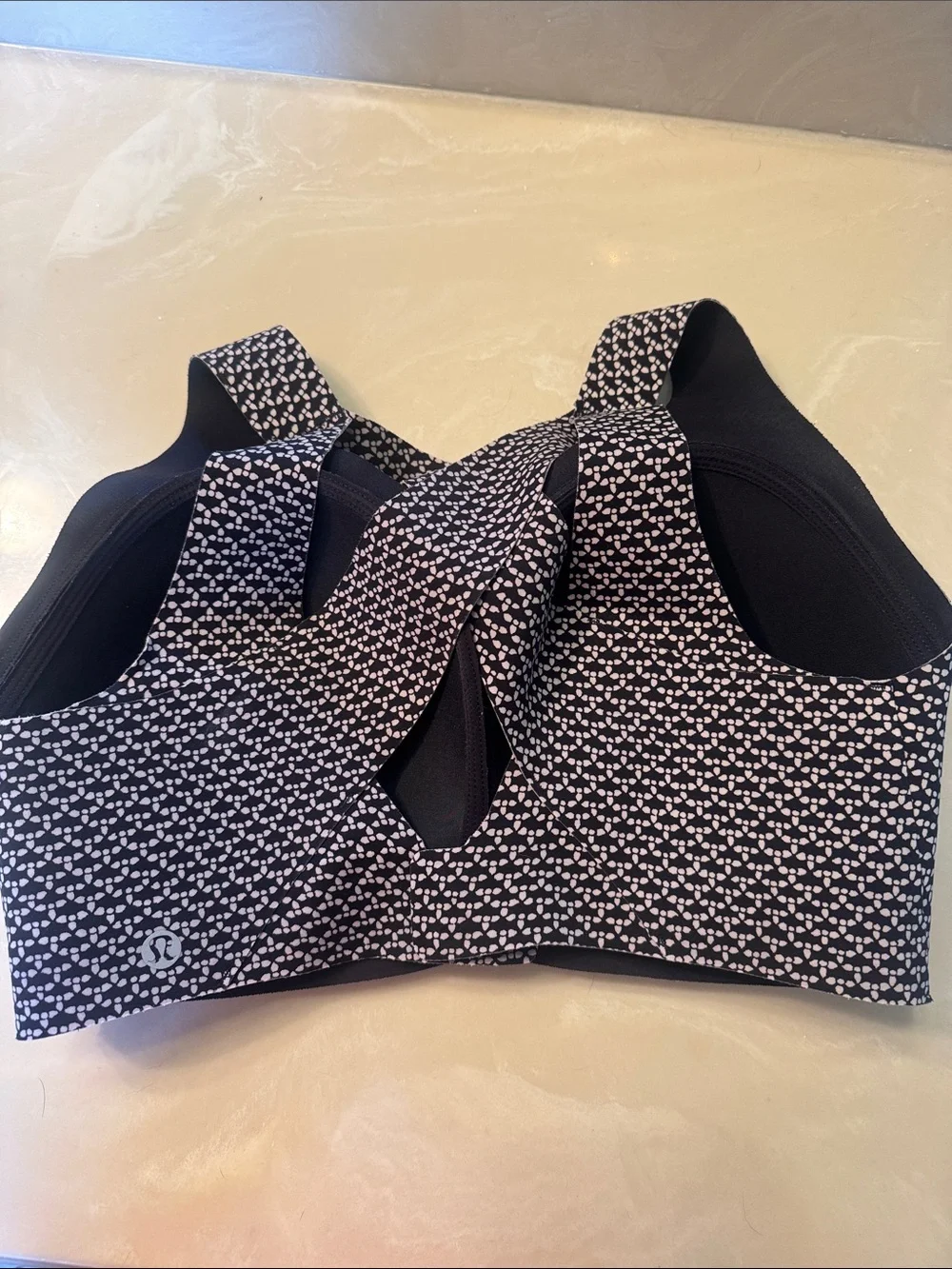 Lulu Black and White Print High Support Sports Bra